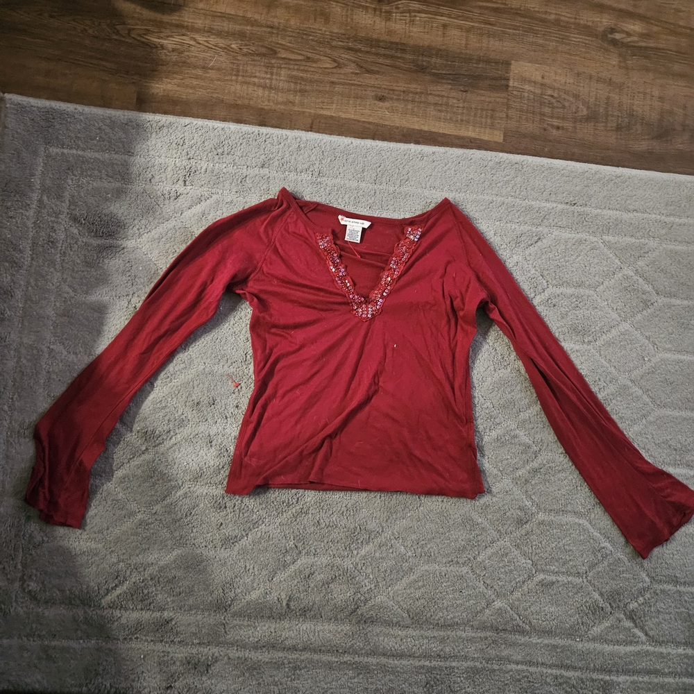 One Step Ahead Red V-Neck Blouse